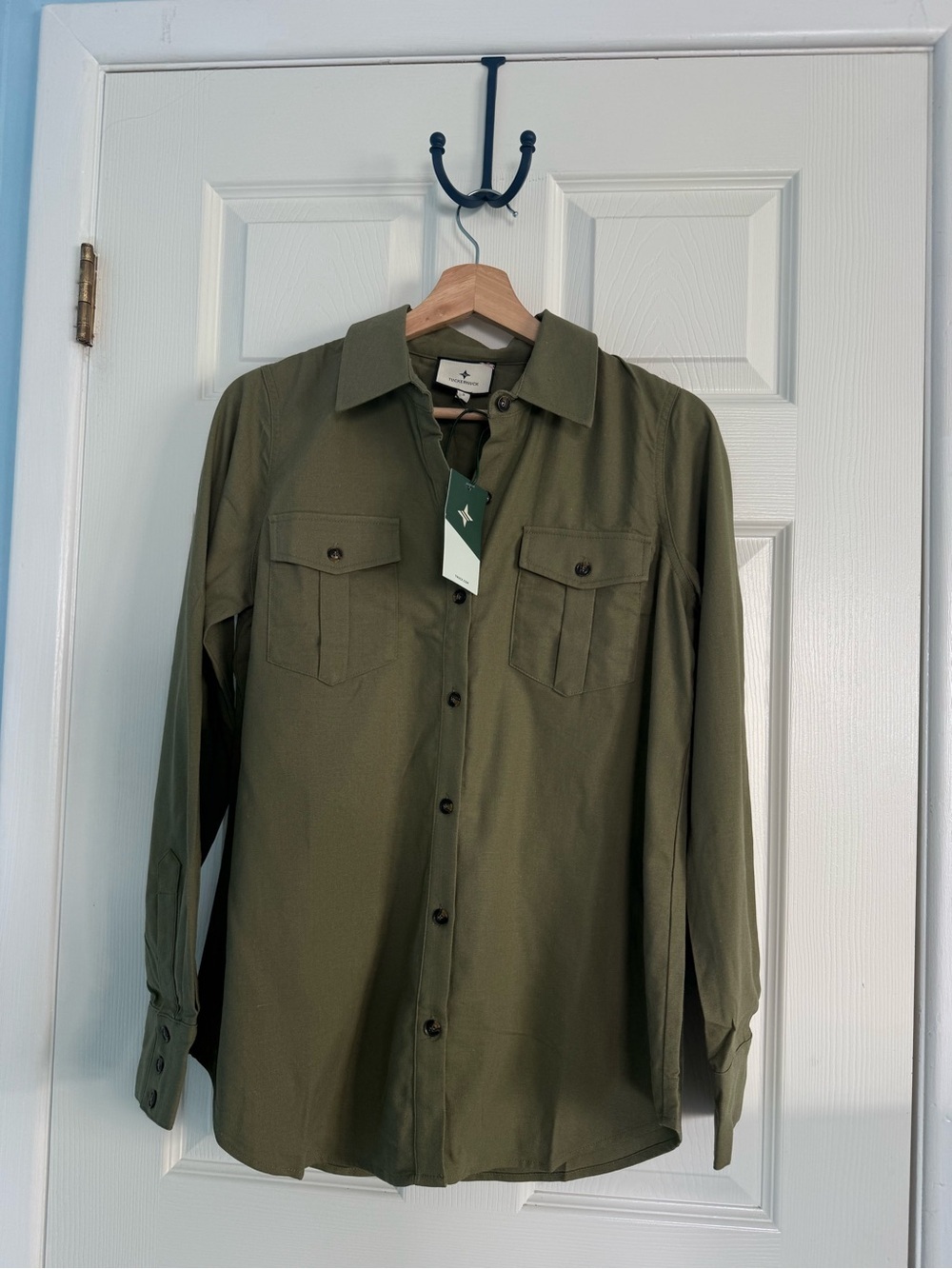 Tuckernuck Olive Steele Button Down Long Sleeve Boyfriend Shirt Top NWT Small S